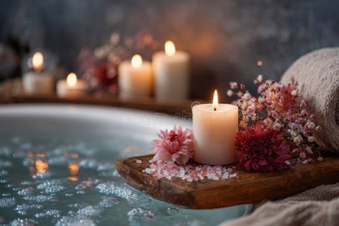 Candles and flowers